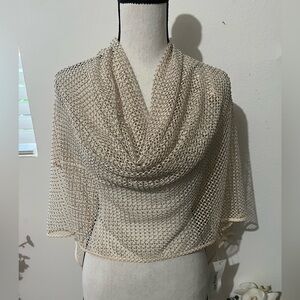 Light Beige Open Weave Shawl Wrap for Women
